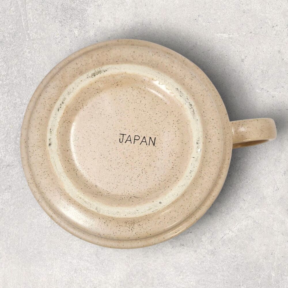 Vintage 1970s Soup & Crackers Mug Japan Stoneware Retro Bowl Orange Cottage - Picture 6 of 8